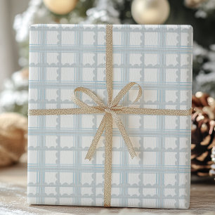 Papel De Regalo Azul claro y blanco trenzado
