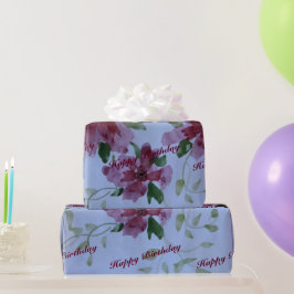 Papel De Regalo Azul Con Borgoña