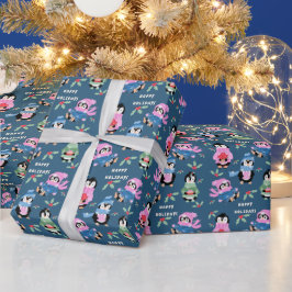 Papel de regalo azul con patrón de tripulación de 