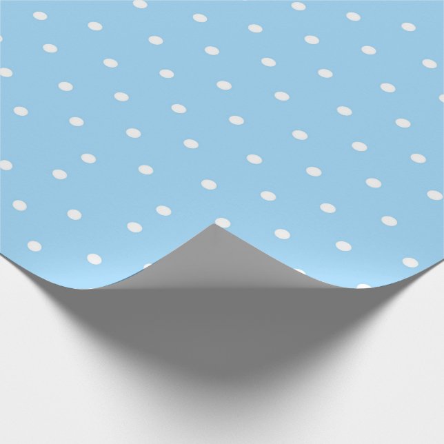 Papel De Regalo Azul con puntos de Polka blanco (Esquina)