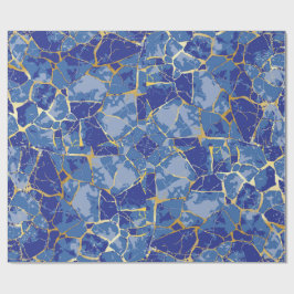 Papel de regalo azul con vetas de oro Kintsugi