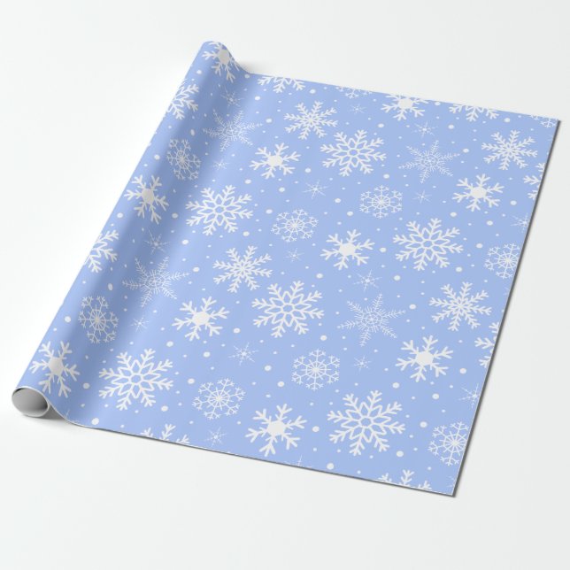 Papel De Regalo Azul copos de nieve (Desenrollado)