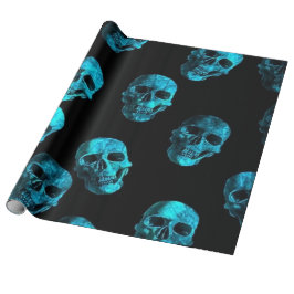 Papel De Regalo azul cráneo 2