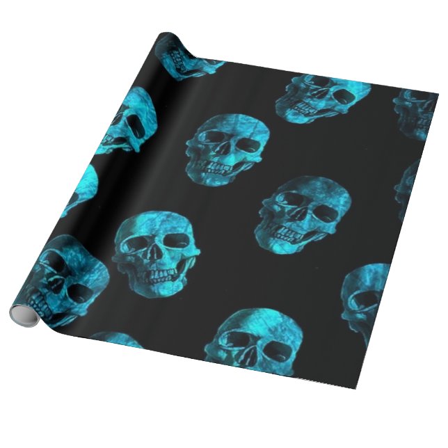Papel De Regalo azul cráneo 2 (Desenrollado)