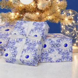 Papel De Regalo Azul de encaje cerámico de Grecia y copo de nieve