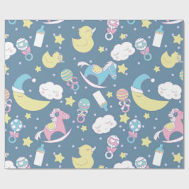 Papel De Regalo Azul de la fiesta de bienvenida al bebé del pato