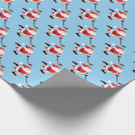 Papel De Regalo Azul de la Santa Patinaje de Hockey