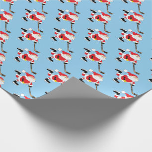 Papel De Regalo Azul de la Santa Patinaje de Hockey
