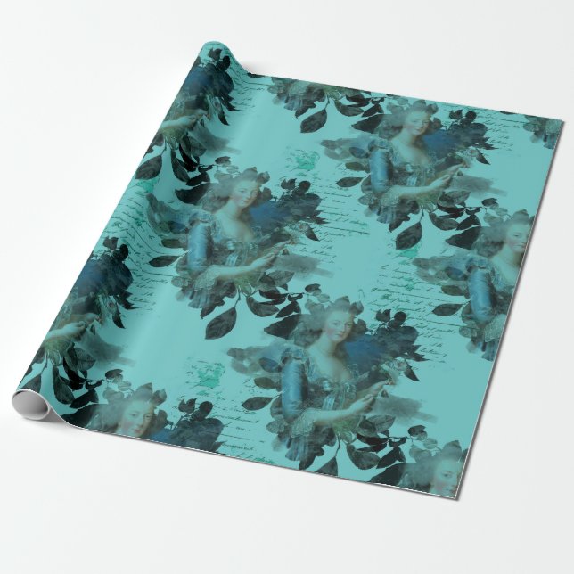 Papel De Regalo Azul de Marie Antonieta no (Desenrollado)