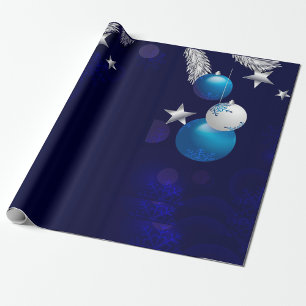 Papel De Regalo Azul de Navidad