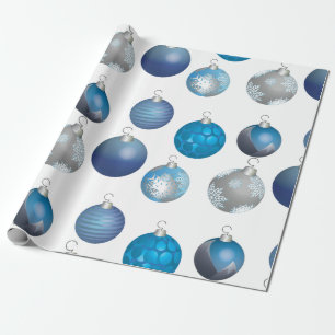 Papel de regalo azul de plata del navidad de las