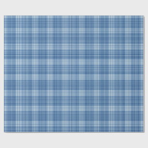 Papel De Regalo Azul Denim Clásico de Cuadros