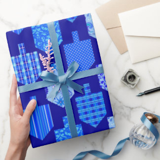 Papel De Regalo Azul Dreidels decorados