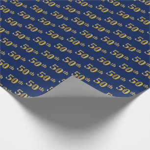 Papel De Regalo Azul, Evento Falso Dorado 50º (Quincuagésimo)