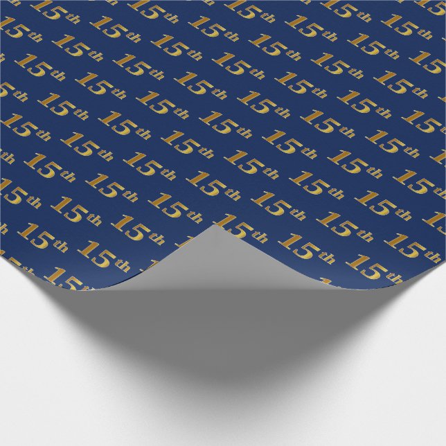 Papel De Regalo Azul, Falso Oro 15º (Decimoquinto) Evento (Esquina)