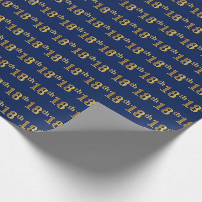 Papel De Regalo Azul, Falso Oro 18º (Decimoctavo) Evento (Esquina)