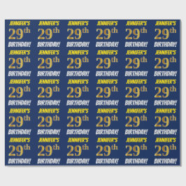 Papel De Regalo Azul, Faux/Imitation Gold, "29th BIRTHDAY"