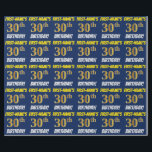 Papel De Regalo Azul, Faux/Imitation Gold, "30th BIRTHDAY"<br><div class="desc">Este diseño de papel envolvente incluye un mensaje como "¡30 CUMPLEAÑOS DE NOMBRE PRIMERO!", con el "30" con un aspecto de color falso/imitación de color dorado, y con el nombre y el "CUMPLEAÑOS" en un tipo de letra divertido y audaz. El nombre es personalizable y el fondo es azul. El...</div>