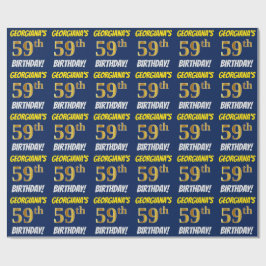 Papel De Regalo Azul, Faux/Imitation Gold, "59th BIRTHDAY"