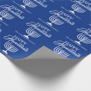 Papel De Regalo Azul FELIZ personalizado Menorah de JÁNUCA