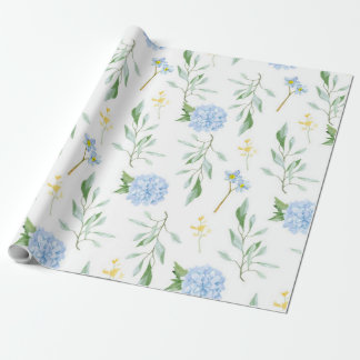 Papel De Regalo Azul Floral