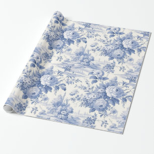 Papel De Regalo Azul floral de Francia