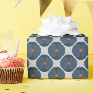 Papel De Regalo Azul floral negrita Minimalista de amapola texturi