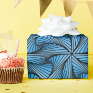 Papel De Regalo Azul geométrico gráfico de giro espiral 3D