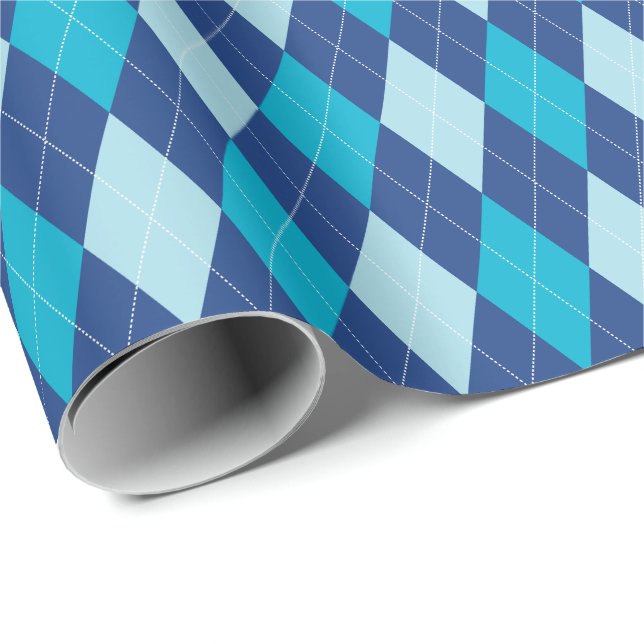 Papel de regalo azul grande Argyle (Esquina del rollo)