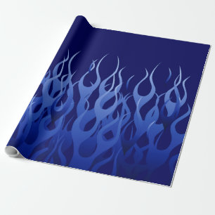 Papel De Regalo Azul Guay sobre Carreras azul Llamas decorativas