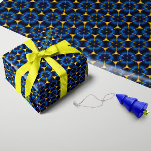 Papel De Regalo Azul índigo brillante y oro
