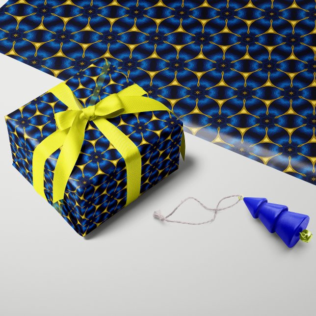 Papel De Regalo Azul índigo brillante y oro (Subido por el creador)