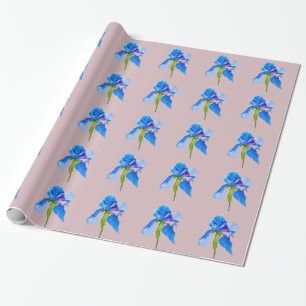 Papel De Regalo Azul Iris arte moderno de acuarela floral