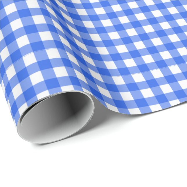 Papel De Regalo Azul klein| Libro Blanco de Gingham (Esquina del rollo)