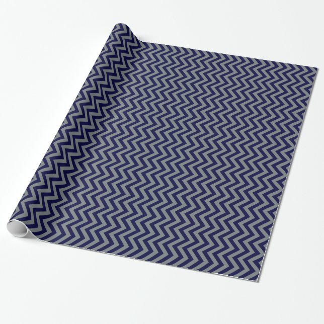 Papel De Regalo Azul marino, Carbón Gran Patrón ZigZag Chevron (Desenrollado)