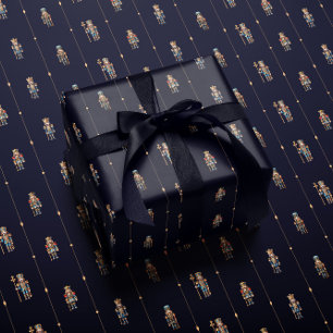 Papel de regalo azul marino clásico para cascanuec