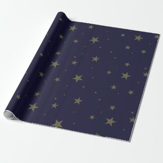 Papel De Regalo Azul marino con estrellas de oro