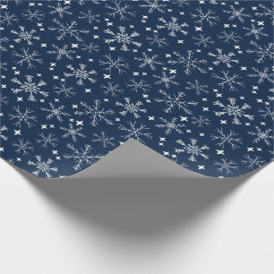 Papel De Regalo Azul marino de copos de nieve
