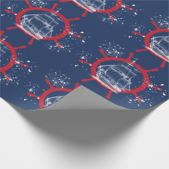 Papel De Regalo Azul marino náutico (Esquina)