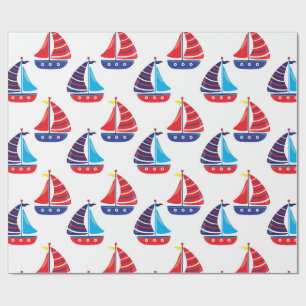 Papel de regalo azul marino náutico de barco de ve