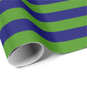Papel De Regalo Azul Marino Oscuro y Raya Verde