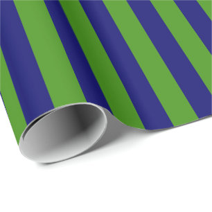 Papel De Regalo Azul Marino Oscuro y Raya Verde