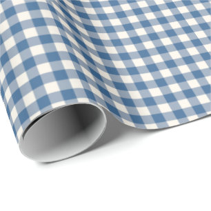 Papel De Regalo Azul Marino   Patrón Vintage Simple Gingham Plaid 