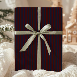 Papel De Regalo Azul Marino y Burgundy Rayado
