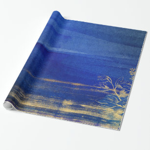 Papel De Regalo Azul Marino y Dorado