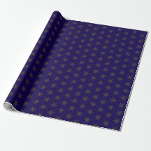 Papel de regalo azul medianoche y estrellas dorada