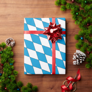 Papel De Regalo Azul Medieval Blanco Baviera con Forma de Diamante