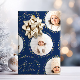 Papel De Regalo Azul Moderno Escritura Feliz Navidad Familia 6 fot