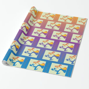 Papel De Regalo Azul moderno, morado, naranja Tulip Parple Floral