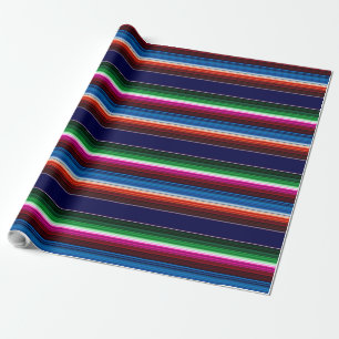 Papel De Regalo Azul, Naranja, rosado caliente, sarape verde mexic